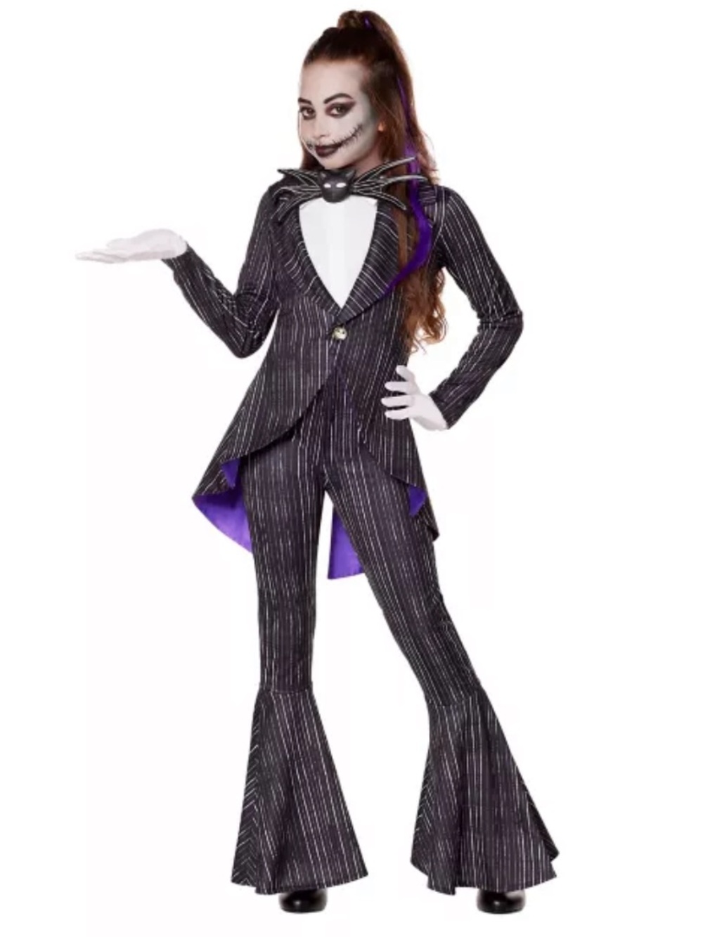Disney Girls' Jack Skellington Costume - Black and Purple Pinstripe Ensemble